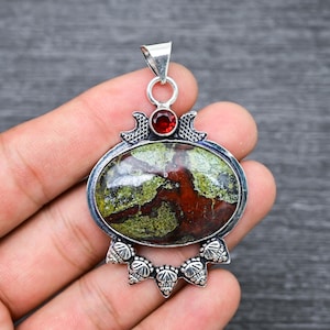 Einzigartiger Drachenblut Jaspis Edelstein Anhänger 925 Starling Silber Anhänger Feine Handgemachte Schmuck Geschenk Für Sie Weihnachtsgeschenk Boho Schmuck