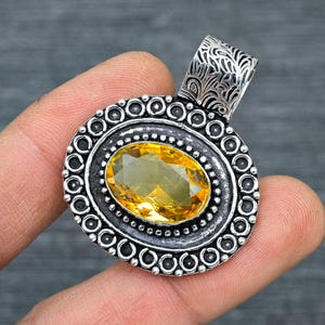 Elegant Designer Faceted Citrine Gemstone Pendant 925 Starling Silver Pendant Fine Handmade Pendant Gift For Her Christmas Gift Pendant
