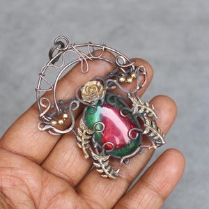 Stunning Pink Tourmaline Copper Wire Wrap Pendant Jewelry Boho Pendant Gemstone Pendant For Gift Christmas Gift Handmade Tourmaline Pendant