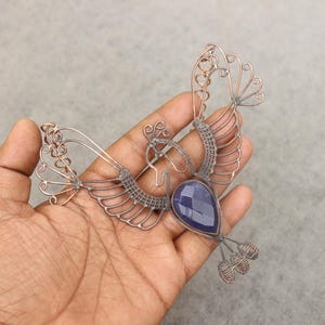 Faceted Blue Sapphire Copper Wire Wrap Necklace: Boho Gemstone Pendant