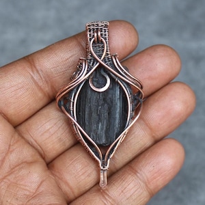 Fabulous Black Tourmaline Druzy Pendant Handmade Copper Wire Wrap Pendant Jewelry Boho Pendant Gemstone Pendant For Gift Pendant Necklace