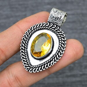 Amazing Designer Faceted Citrine Gemstone Pendant 925 Starling Silver Pendant Fine Handmade Pendant Gift For Her Christmas Gift Pendant