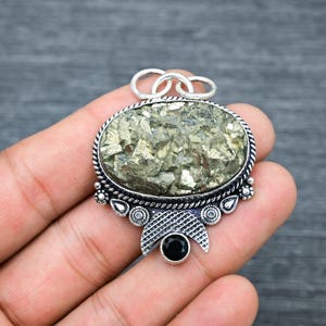 Rare Pyrite Druzy Pendant Pyrite Druzy Gemstone Handmade 925 Sterling Silver Jewelry Pendant For Women&#39;s Gifts Gemstone Jewelry For Her