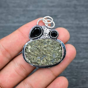 Unique Pyrite Druzy Pendant Pyrite Druzy Gemstone Handmade 925 Sterling Silver Jewelry Pendant For Women&#39;s Gifts Gemstone Jewelry For Her
