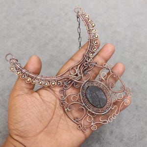 Unique Black Druzy Tourmaline Gemstone Copper Wire Wrap Necklace Jewelry Boho Necklace Oxidize Polish Copper Necklace Women Jewelry For Gift