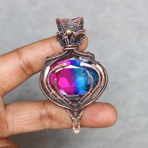 Spectacular Faceted Pink Tourmaline  Copper Wire Wrap Pendant Jewelry Boho Pendant Gemstone Pendant For Gift Christmas Gift Handmade Pendant