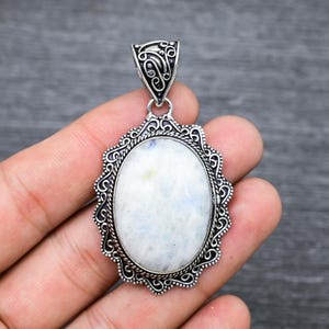 Blue Fire Moonstone Pendant: 925 Sterling Silver, Handicraft Gemstone