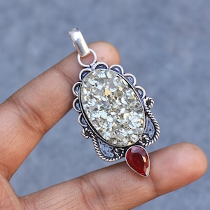 Fabulous Pyrite Druzy Pendant Pyrite Druzy Gemstone Handmade 925 Sterling Silver Jewelry Pendant For Women&#39;s Gifts Gemstone Jewelry For Her