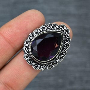 Stunning Faceted Iolite Gemstone Ring Fine Handwork Ring 925 Sterling Silver Ring Iolite Ring For Her Iolite Oval Ring Wedding Gift