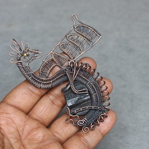 Dragon Pendant Black Tourmaline Druzy Pendant Handmade Copper Wire Wrap Pendant Jewelry Boho Pendant Gemstone Pendant For Gift Pendant