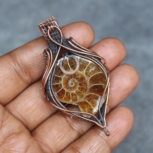 Spectacular Ammonite  Pendant Handmade Copper Wire Wrap Pendant Jewelry Boho Pendant Gemstone Pendant For Gift Ammonite  Pendant Necklace