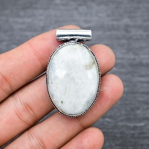 Blue Fire Moonstone Pendant: 925 Sterling Silver, Handmade