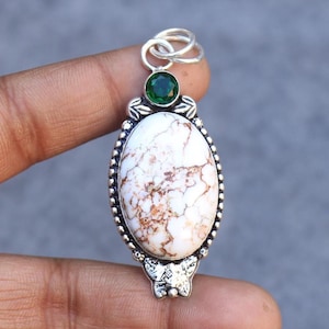 Wild Horse Jasper 925 Sterling Silver Pendant - Fine Work Jewelry