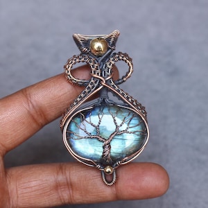 Unique Tree Of Life Labradorite Copper Wire Wrap Pendant Handmade Copper Wire Wrap Pendant Jewelry Boho Pendant Gemstone Pendant For Gift