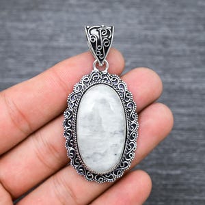 Blue Fire Moonstone Pendant: 925 Sterling Silver Gemstone, Handmade