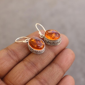 Orecchini pendenti in ambra baltica: orecchini pendenti in argento sterling 925 realizzati a mano