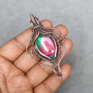 Spectacular Pink Tourmaline  Copper Wire Wrap Pendant Jewelry Boho Pendant Gemstone Pendant Christmas Gift Handmade Pendant Gift For Mother