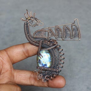 Dragon Labradorite Copper Wire Wrap Pendant: Boho Gemstone Jewelry