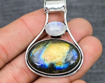 Ciondolo Vintage Con Pietra Preziosa Labradorite Blu - Foto 2