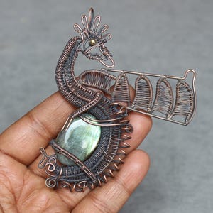 Dragon Labradorite Copper Wire Wrap Pendant: Boho Gemstone Jewelry