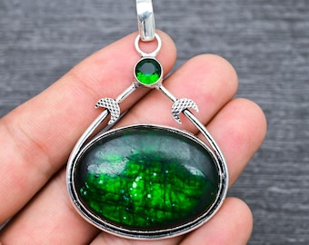 Unique Green Flash Labradorite Gemstone Pendant Christmas Gift Pendant 925 Sterling Silver Pendant For Her Gift Mom Oxidize Pendant
