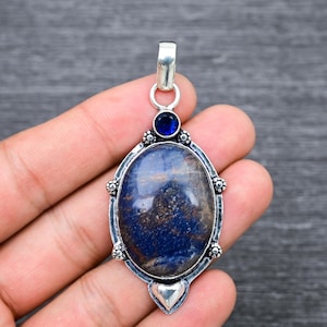 Unique Sodalite Moonstone Gemstone 925 Starling Silver Pendant Jewelry Pendant Christmas Gift Pendant Oxidize Handwork Pendant For Gift