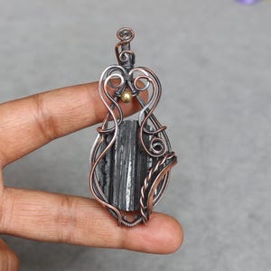 Unique Black Tourmaline Druzy Pendant Handmade Copper Wire Wrap Pendant Jewelry Boho Pendant Gemstone Pendant For Gift Pendant Necklace