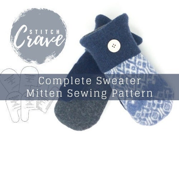 Felted wool sweater mitten sewing Pattern, PDF Instant Download Sewing Pattern, Women's Medium Mitten