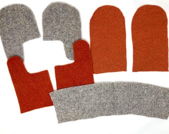 Felted Wool Sweater Mitten Sewing Kit, Women's Medium (PDF Pattern)