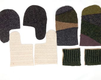 Felted Wool Mitten Sewing Kit, Women's Medium, Beginner Pattern (PDF Pattern)