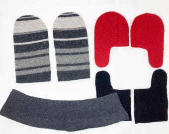 Felted Wool Mitten Sewing Kit with Fleece Lining (PDF Pattern)