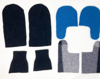 Felted Wool Mitten Sewing Kit, Women's Medium, Fleece Lining (PDF Pattern)