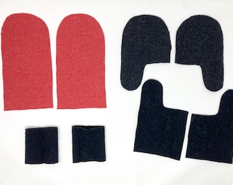 Felted Wool Mitten Sewing Kit, Fleece Lining (PDF Pattern)