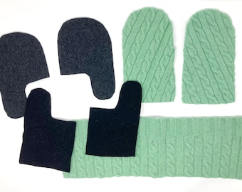 Felted Wool Sweater Mitten Sewing Kit, Women's Medium (PDF Pattern)