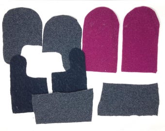 Felted Wool Mitten Sewing Kit, Beginner Pattern (PDF Pattern)