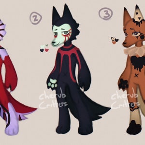Wolf adopts, sona, fursona, character design, cute, creepy, cheap adoptables