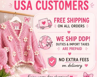 ピンクのバラ柄カーディガン、手編みのチャンキークロップドニット