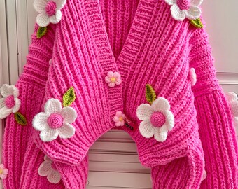 【GRAVER】23FW★ Pink Flower Dot Embroidery Crop S/S Knit Pink flower dot embroidery sweatshirt - GRAVER | 60% - Asian