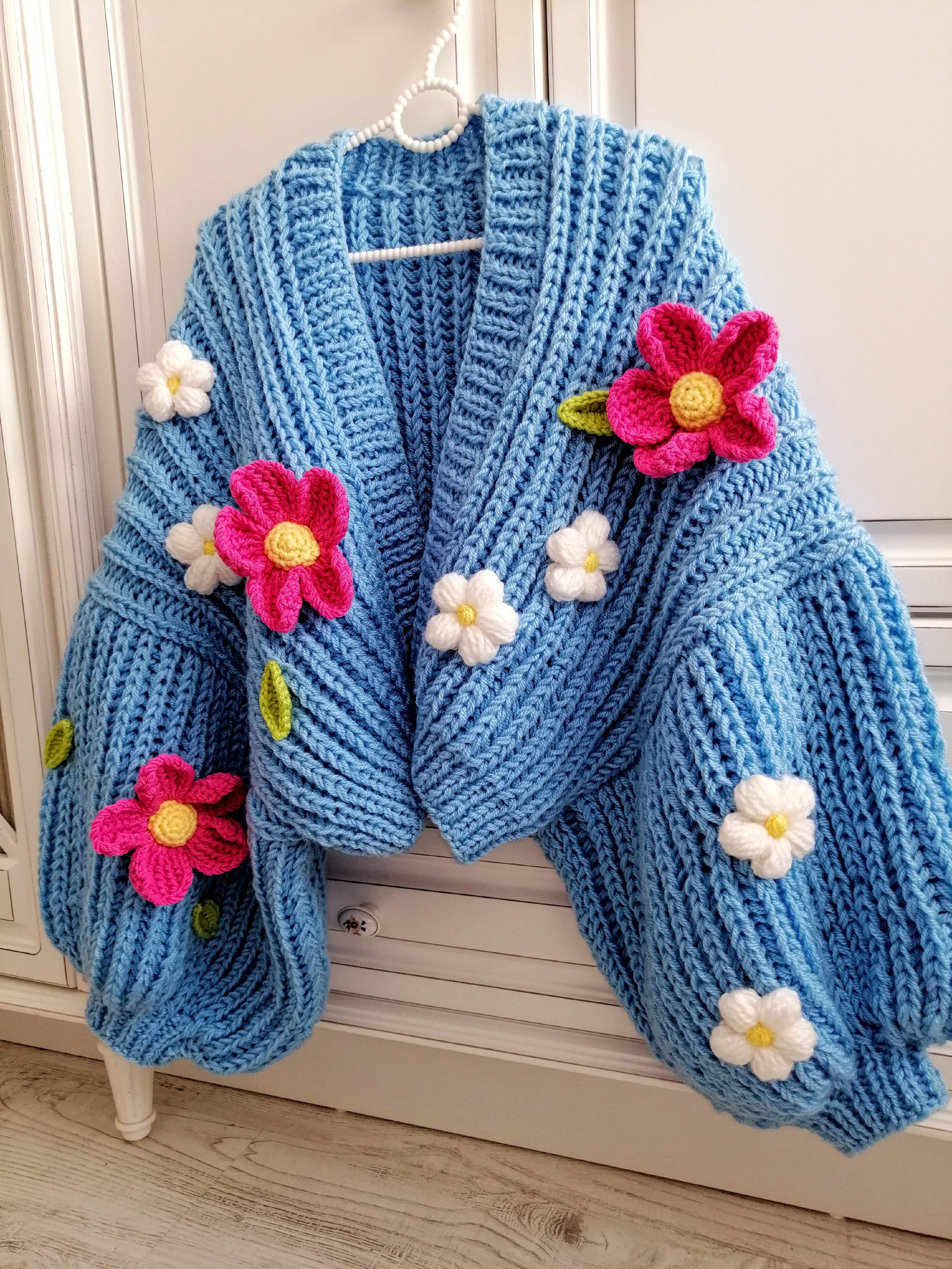Pnkimera, Pink and White Floral Cardigan, Blue Daisy Knit Cardigan, Blue Cardigan, Handmade, Balloon Sleeve Cardigan, Unique Gift, Y2k - Etsy Pnkimera, Pink and White Floral Cardigan, Blue Daisy Knit Cardigan, Blue Cardigan, Handmade, Balloon Sleeve Cardigan, Unique Gift, Y2k - Etsy