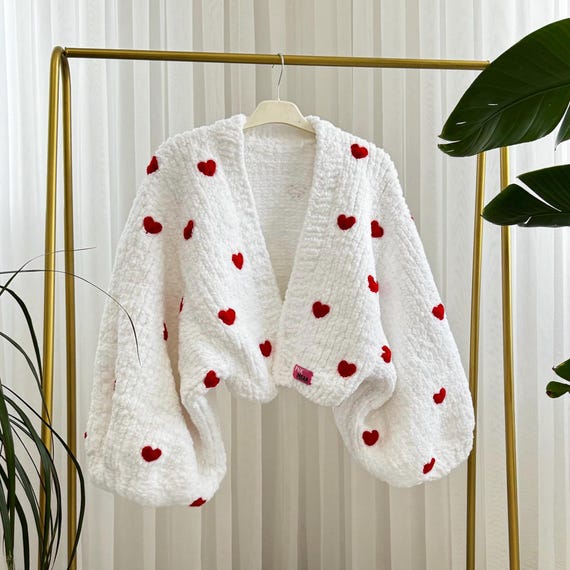 Pnkimera, Love Cardigan, Heart Knitwear, Valentine's Day