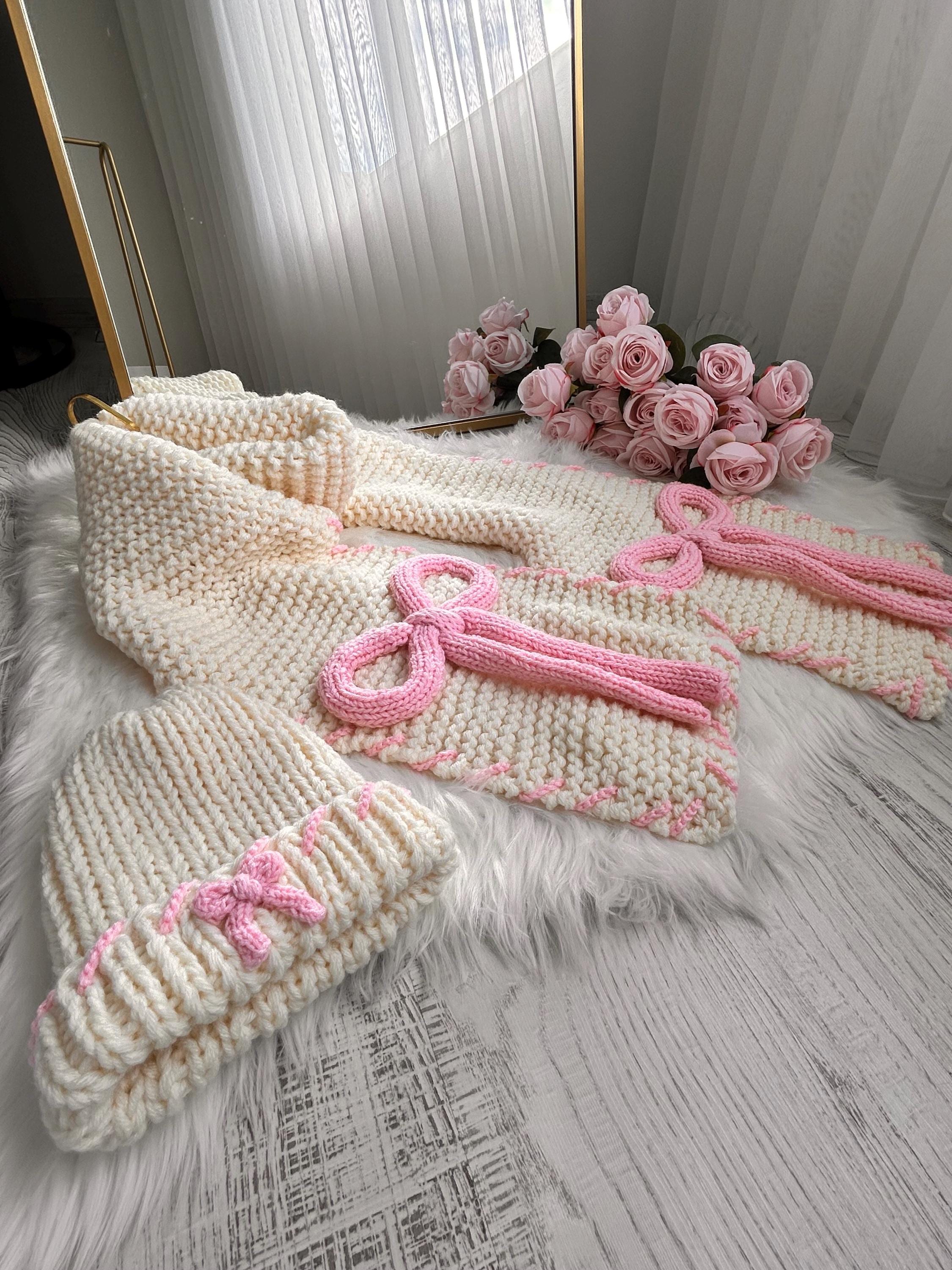 Handmade Pink Ribbon Scarf and Beanie Set for Women - Etsy