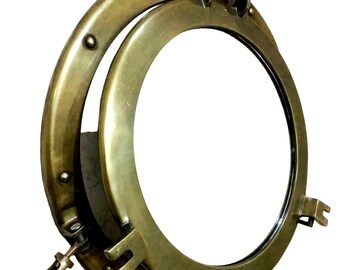 Nautical Port Hole Mirror Solid Cast Aluminum Ships Sea Sailing Porthole Black Powder Coated Finish Wall Hanging Nautical Home Decor