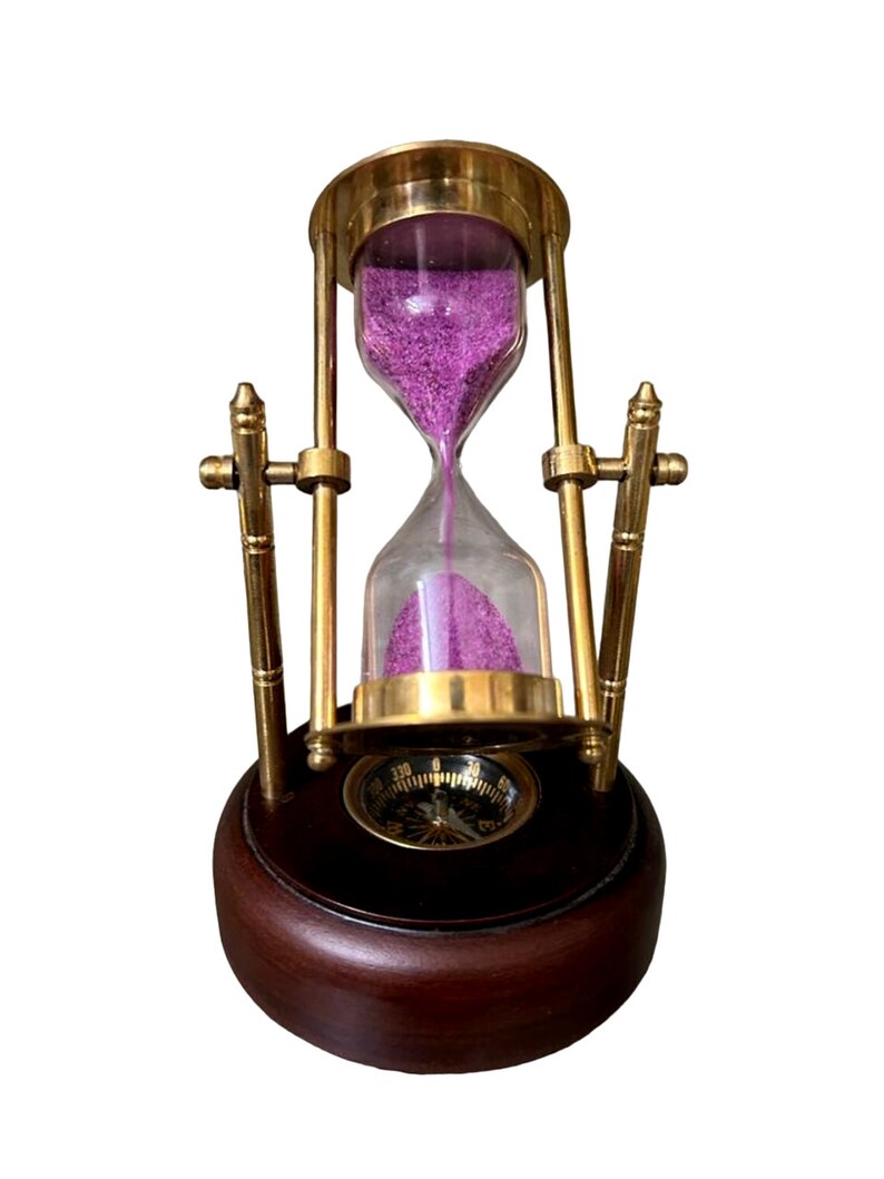 Hourglass, Sand Timer With Wooden Base, Rotating Nautical Hour Glass