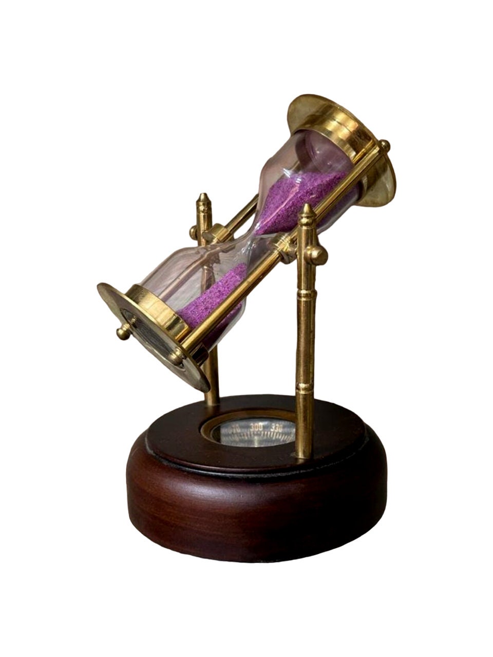 Hourglass, Sand Timer With Wooden Base, Rotating Nautical Hour Glass