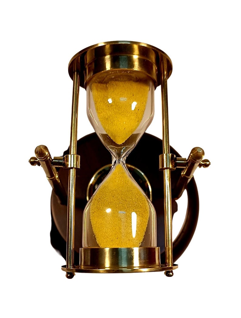 Hourglass, Sand Timer With Wooden Base, Rotating Nautical Hour Glass