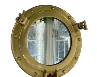 Antique Brass Finish 24" Port Hole Nautical Maritime Ship Window Wall Glass Porthole Home Décor Gifts Transparent Glass