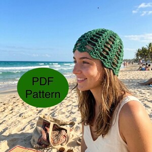 Modello PDF per cappello da spiaggia estivo in rete all'uncinetto