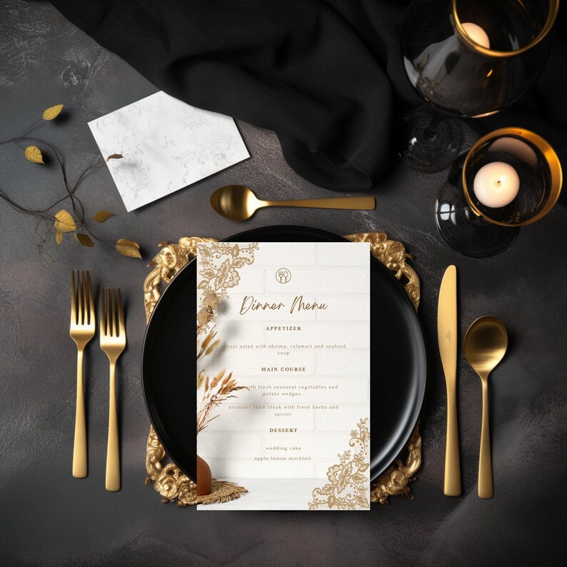 Printable Menu Card Template Elegant Dinner Menu Template - Etsy Australia