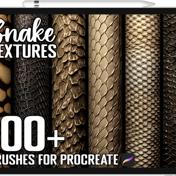 Más de 100 pinceles de textura de serpiente Procreate, pinceles realistas para Procreate, descarga digital instantánea