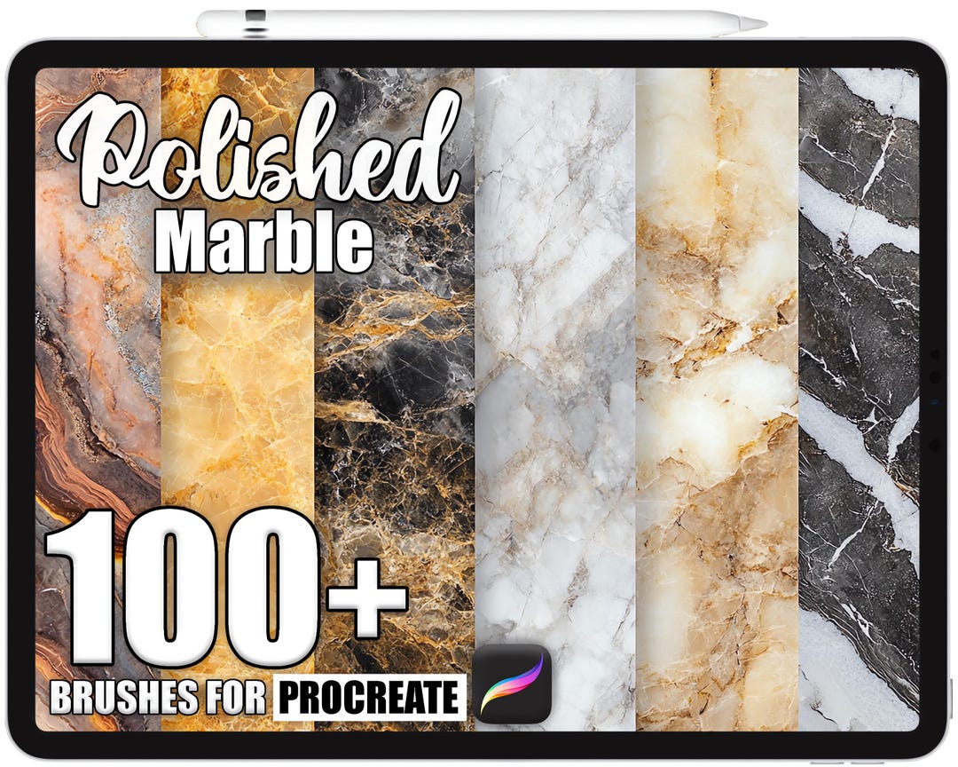100+ Procreate Polished Marble Brushes, Realistic Texture Brushes for ...